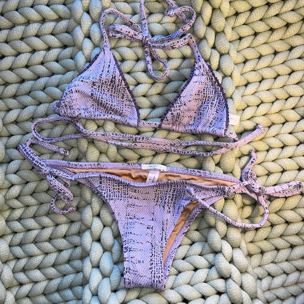 Made By Dawn string halter puka set in wine